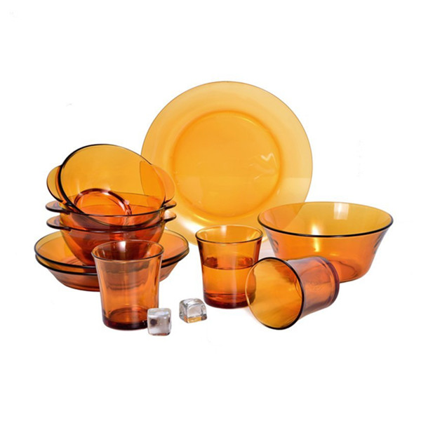 实用性！DURALEX 多莱斯 琥珀色三口之家餐具10件套