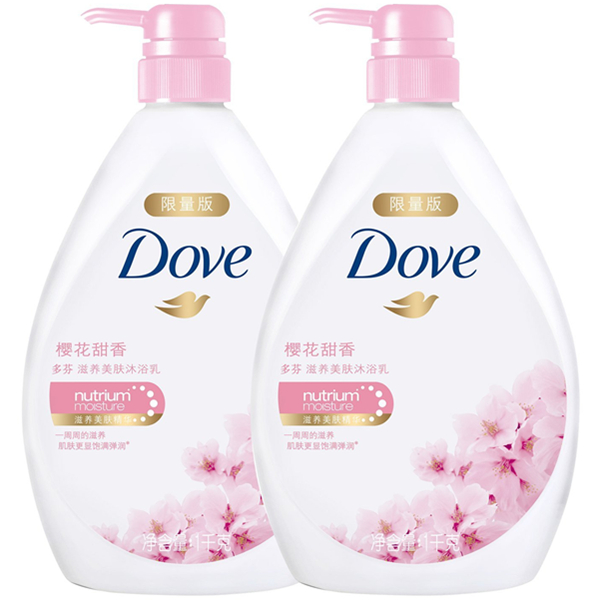 饱满弹润！Dove多芬樱花甜香滋养美肤沐浴乳1000g*2