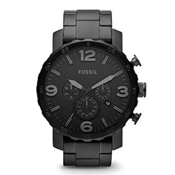 高冷黑灰！Fossil化石Nate Brushed Steel Watch男表