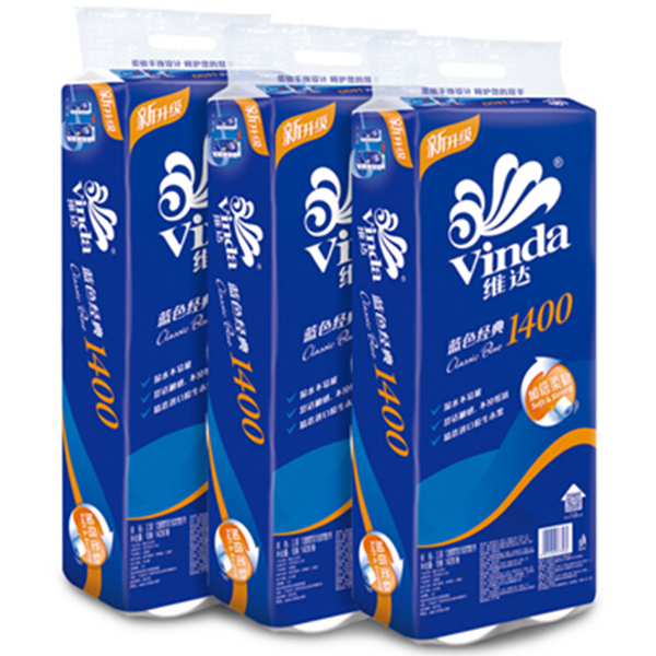 柔韧升级！维达蓝色经典3层140g卫生纸*30卷