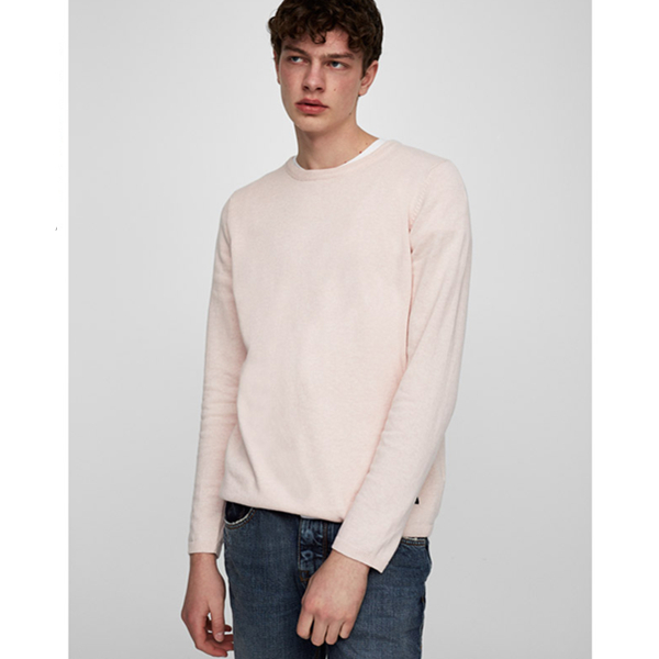 简约时尚！PullAndBear男士基本款圆领针织衫05557500