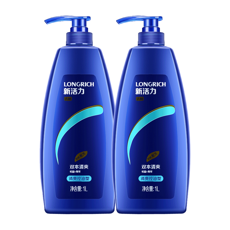 清爽控油！隆力奇去屑洗发水1L*2瓶