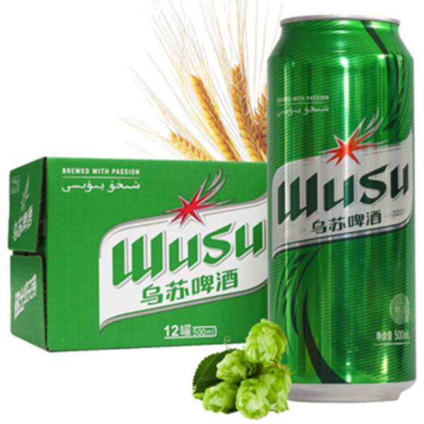 清凉解暑！乌苏啤酒WUSU绿乌苏易拉罐500ml*12罐