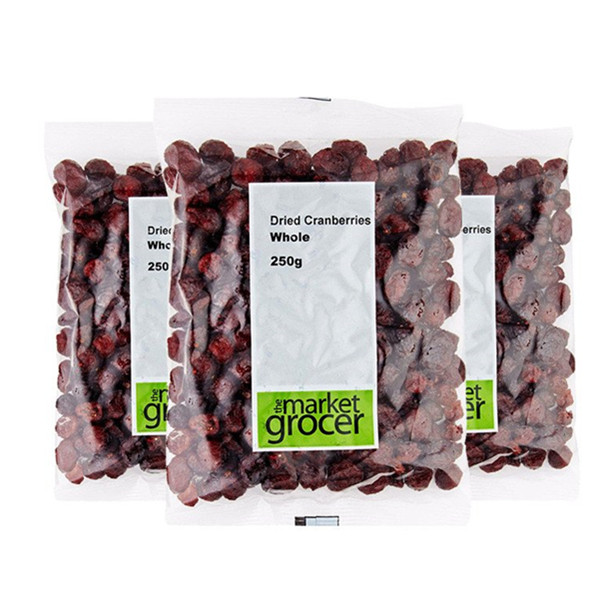 香甜滋味！the market grocer天然精制蔓越莓干250克*3袋装