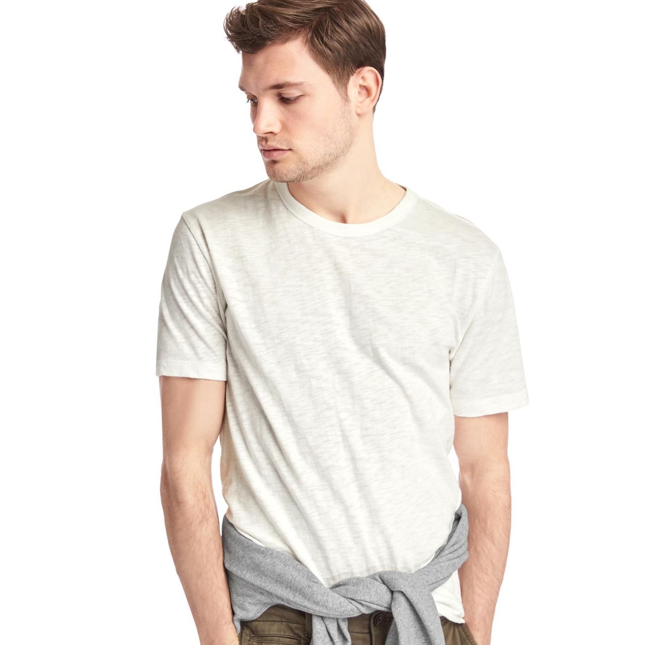 简约百搭！Gap纯棉舒适针织直筒圆领短袖T恤523050