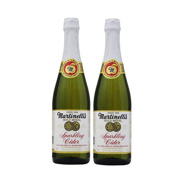 酸甜可口！MARTINELLI'S无酒精香槟气泡苹果汁750毫升/瓶*2瓶