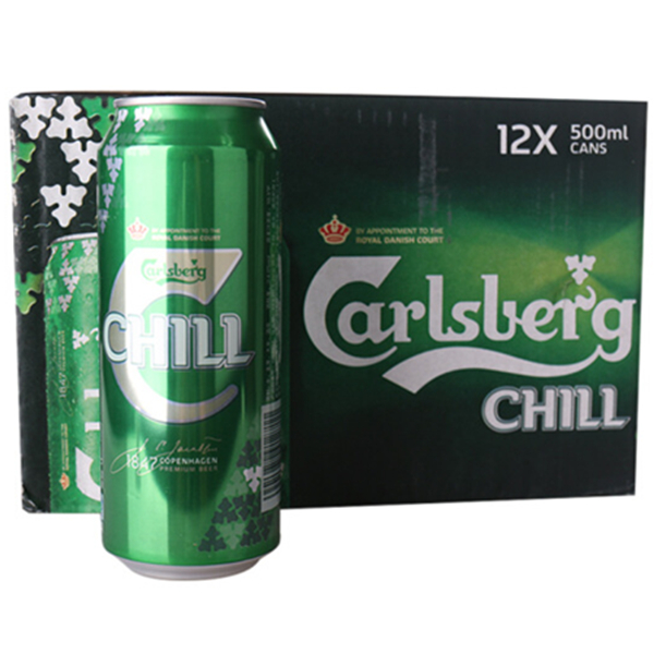 优质酒花！嘉士伯冰纯啤酒500ml*12听