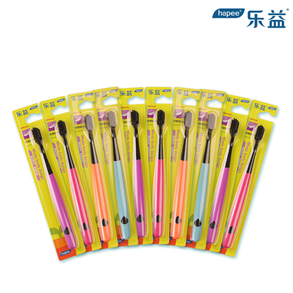 抑菌护齿！乐益小头竹炭牙刷软毛 牙刷家庭装10支套装