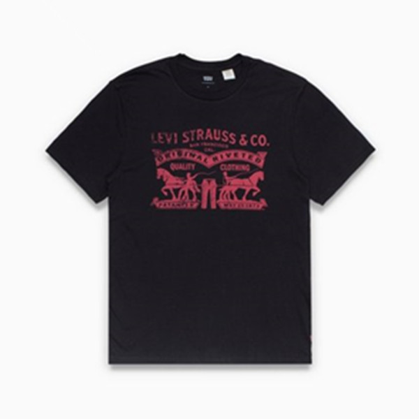 夏季必备！李维斯Logo印花黑色圆领短袖T恤17783-0202