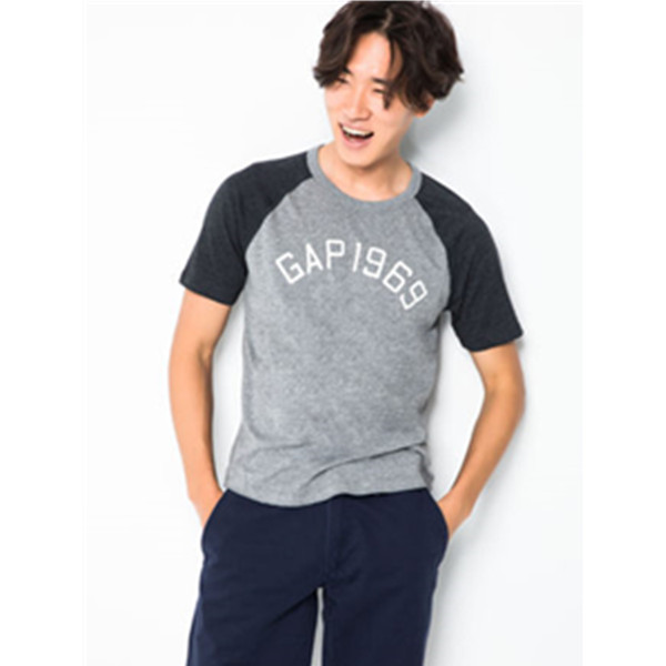 弹力圆领！Gap徽标印花插肩短袖T恤 787332