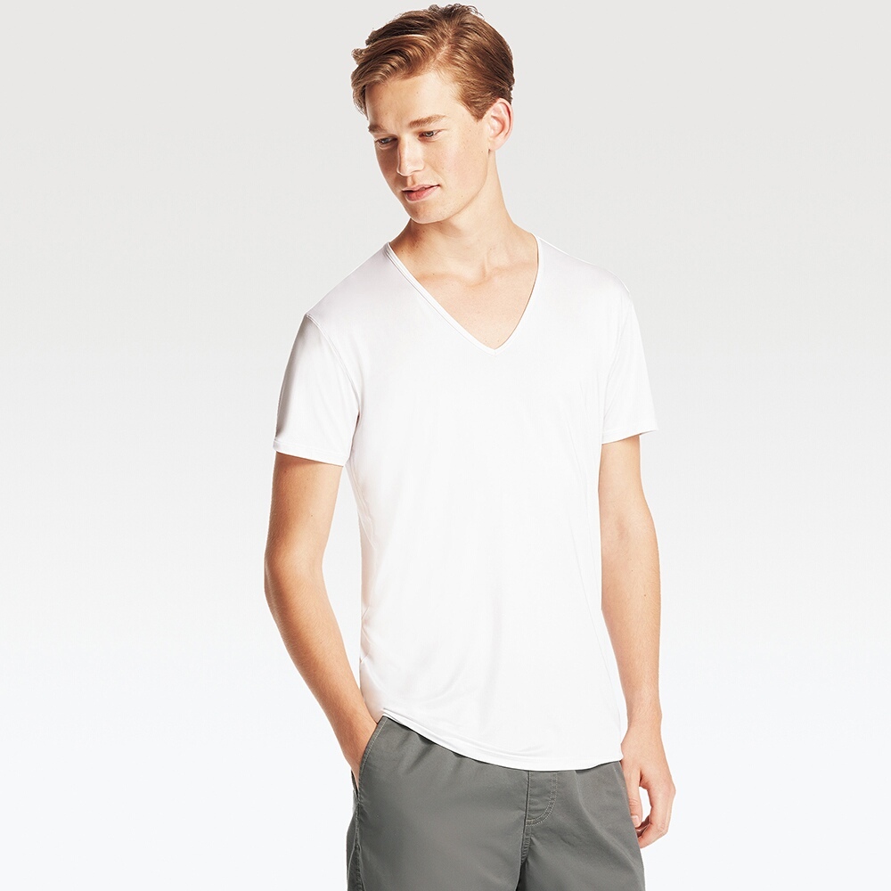 轻盈吸汗！UNIQLO优衣库AIRism V领T恤182486