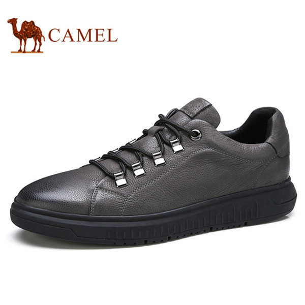 休闲时尚！Camel/骆驼 真皮运动板鞋