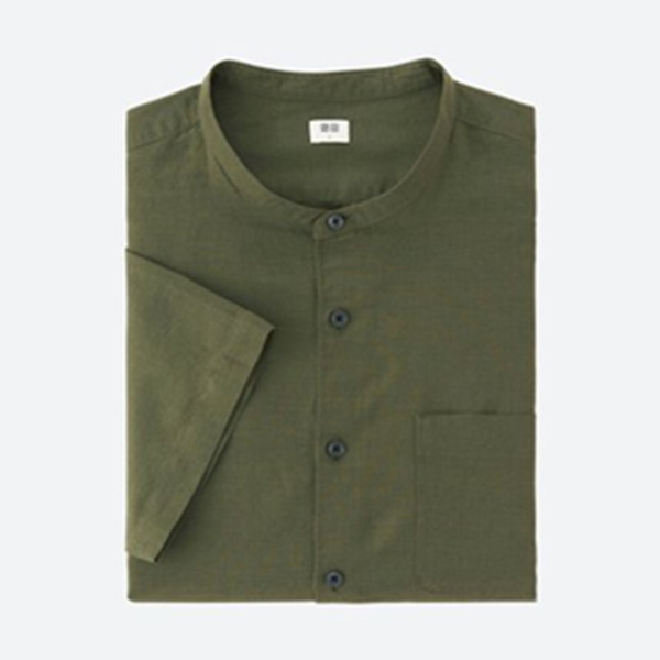双色可选！优衣库麻棉立领衬衫(短袖) 195797