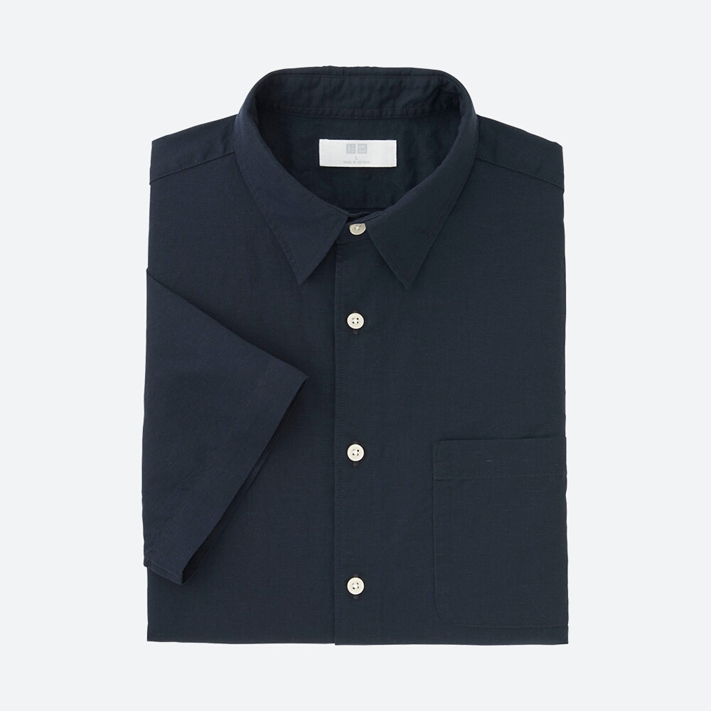 舒适百搭！优衣库男装麻棉衬衫(短袖)183598