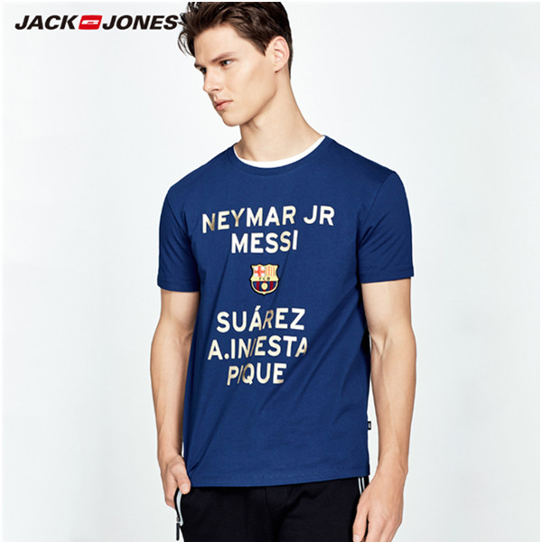 官方授权！杰克琼斯巴萨足球俱乐部授权男秋夏短袖T恤