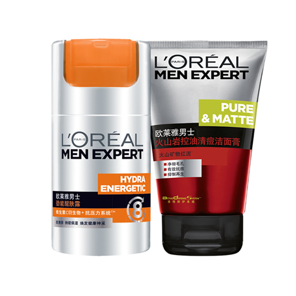 男士护理！欧莱雅（LOREAL）男士控油醒肤护肤套装