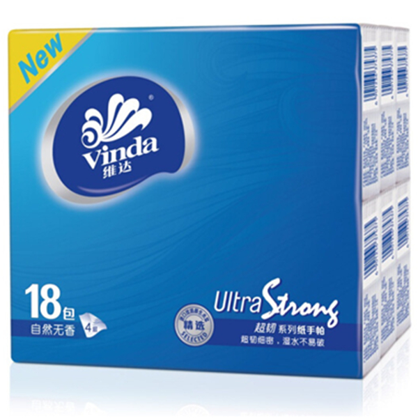 超韧细密！维达手帕纸超韧4层纸巾18包*2件