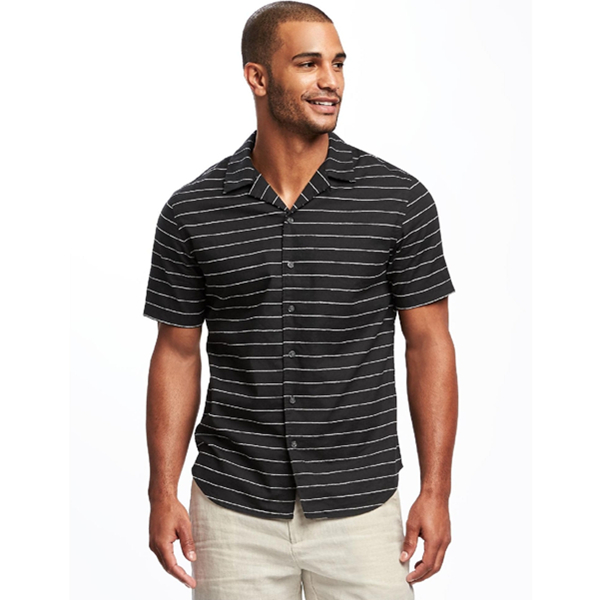 黑白条纹！Old Navy西装领短袖衬衫773402