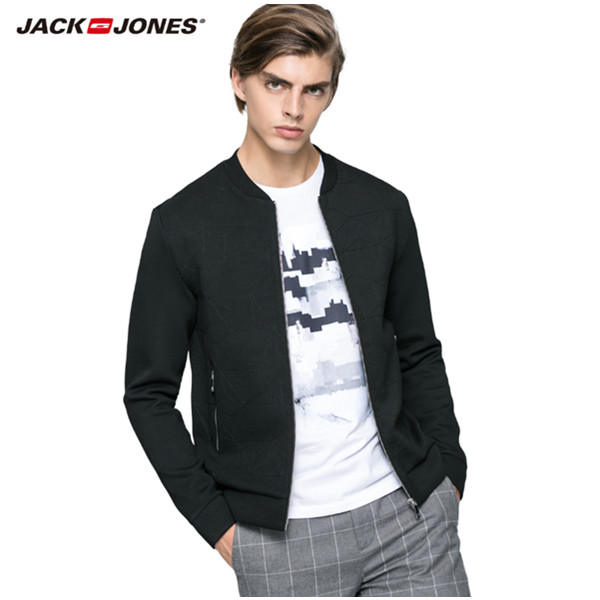 商场同款！杰克琼斯莱卡简约百搭纯色男秋商务开襟卫衣