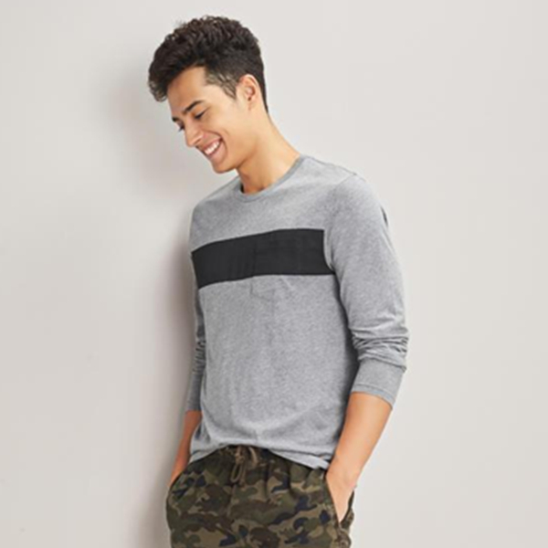 99聚划算！Old Navy条纹口袋圆领长袖T恤823987