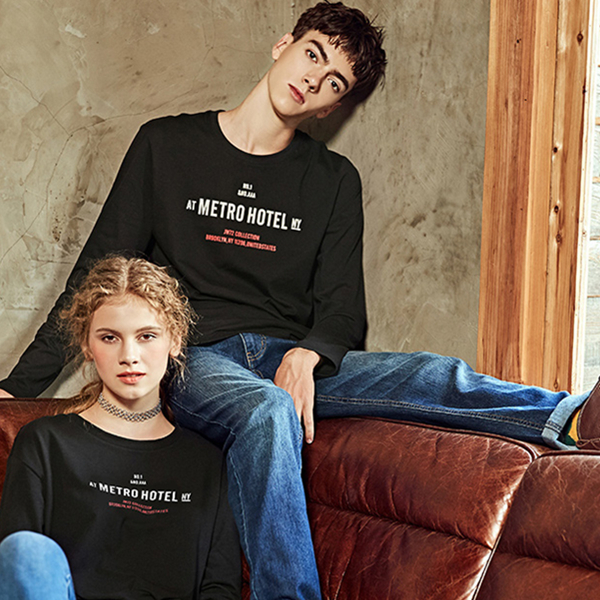 99聚划算！真维斯青年休闲圆领字母印花纯棉T恤2件装99-171003