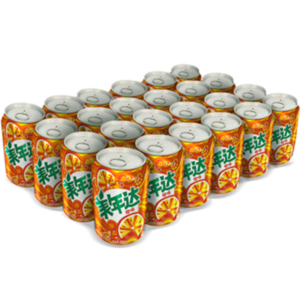 清甜香橙！美年达橙味碳酸饮料330ml*24听箱装