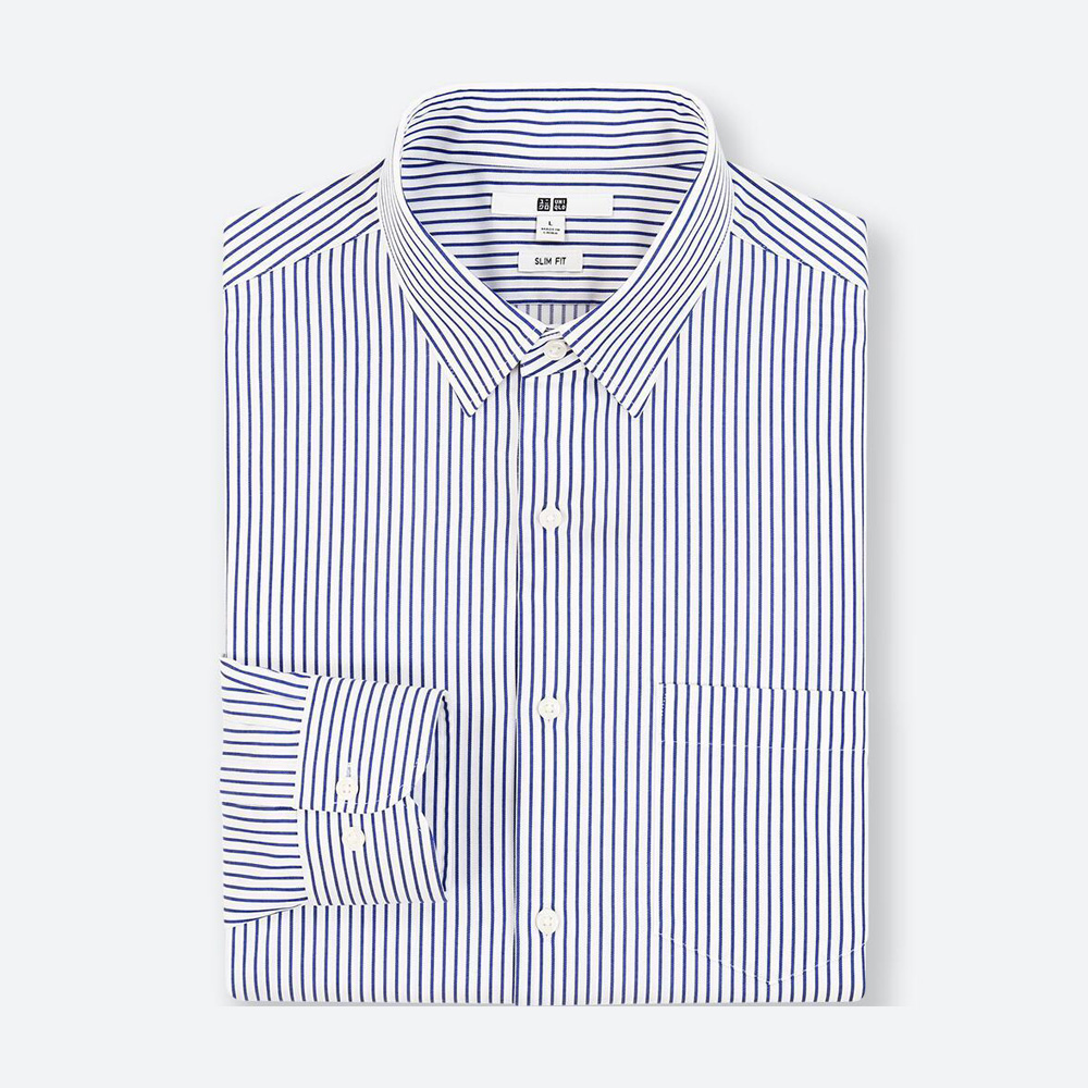 99聚划算！UNIQLO优衣库精纺弹力修身条纹衬衫402957