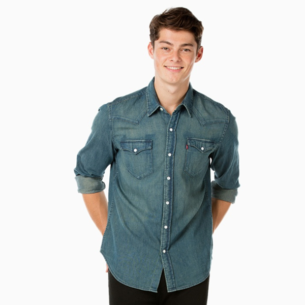 99聚划算！Levi's李维斯纯棉牛仔长袖衬衫66986-0058