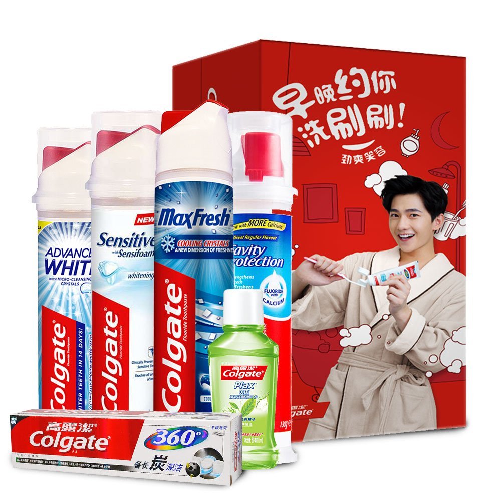 刷牙新体验！Colgate 高露洁 立式牙膏礼盒装