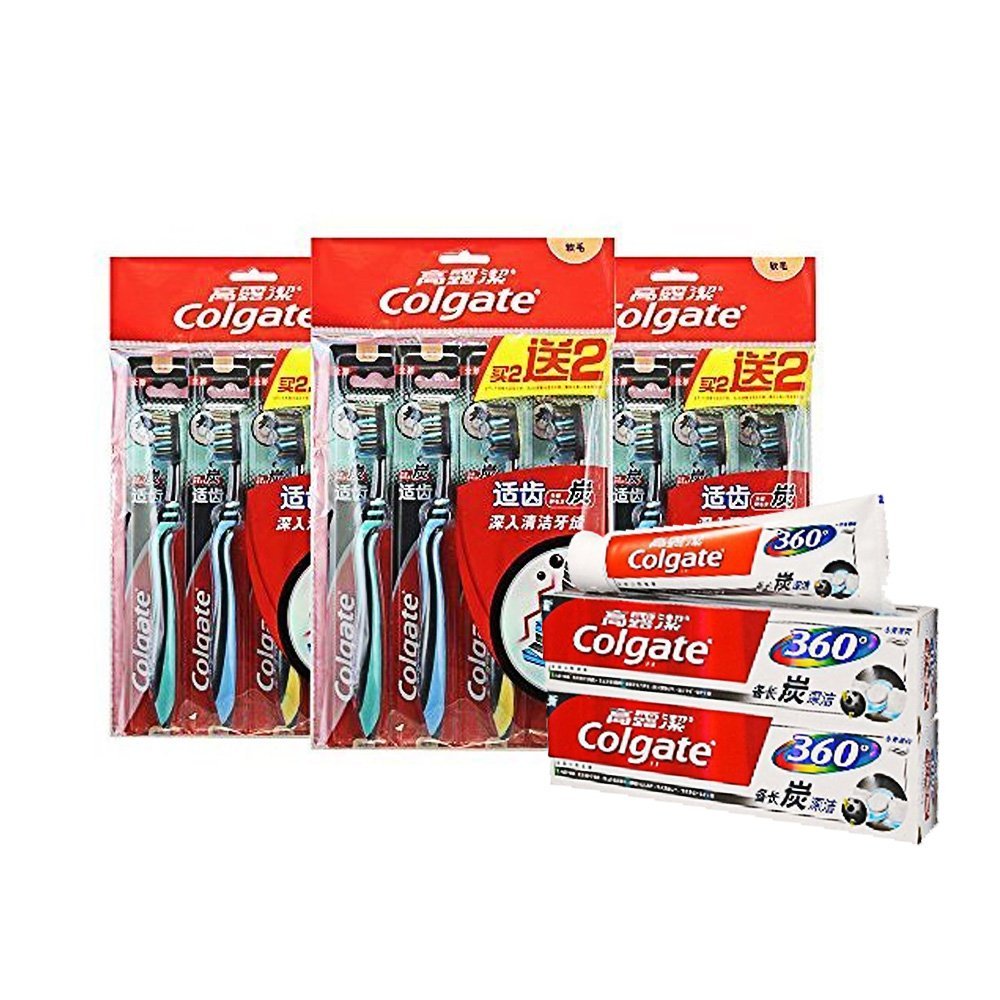 赠送牙膏！Colgate 高露洁 适齿炭多效牙刷&times;12