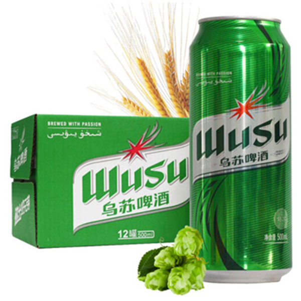 纯正口感！WUSU乌苏啤酒绿乌苏易拉罐500ml*12罐