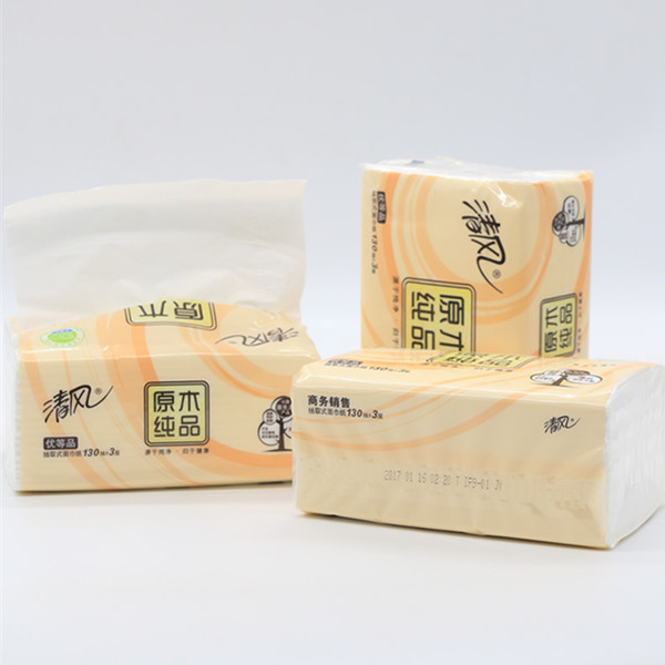 超值精选！清风原木纯品抽纸无香餐巾卫生单提6包