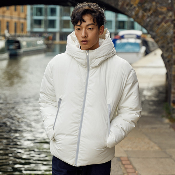 时尚保暖！GXG冬季新品加厚双色连帽羽绒服外套！