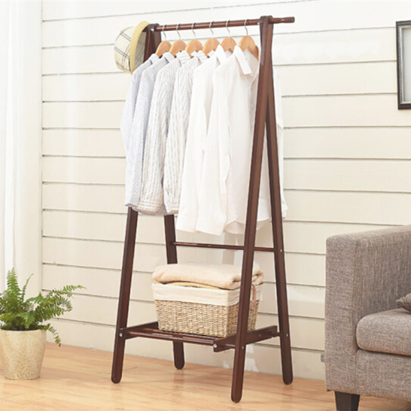 可折叠！家逸 衣帽架 实木落地衣架