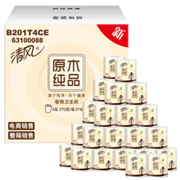 倍享纯净！清风3层270段卫生纸*27卷