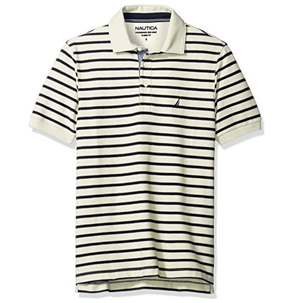 光泽感！Nautica 男士 修身条纹POLO衫