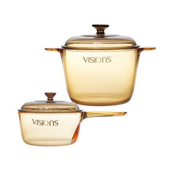 健康煮艺！康宁（VISIONS）晶彩透明深汤锅3.5L+1L组合