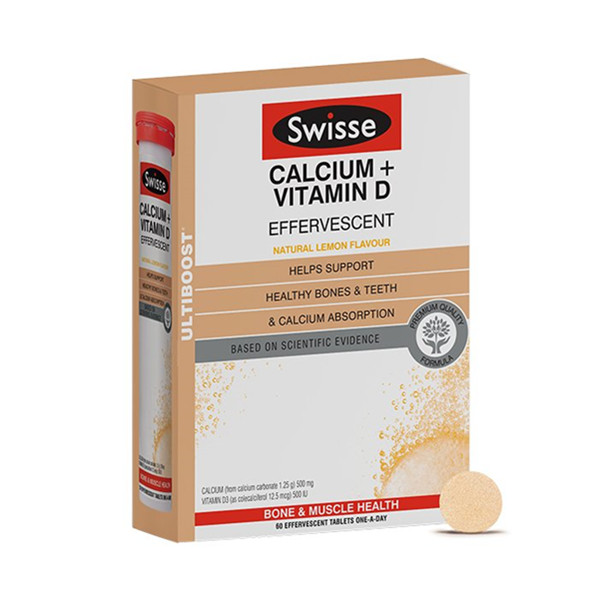 强健骨骼！Swisse 钙&维生素D泡腾片60片/盒