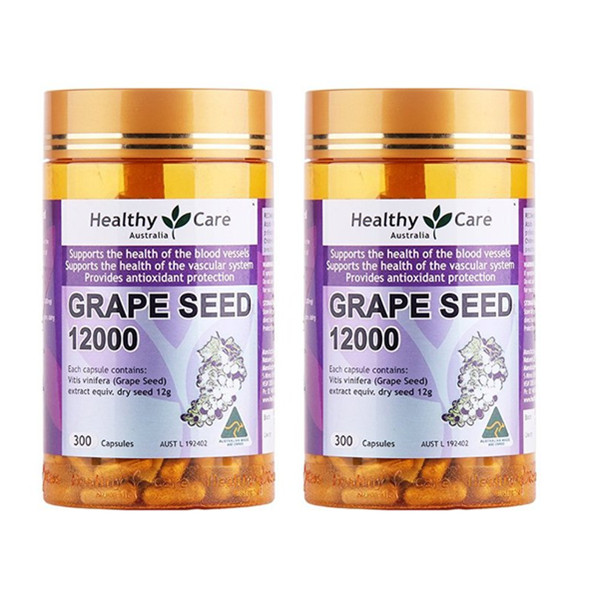 抵抗衰老！Healthy Care葡萄籽胶囊300粒/瓶2瓶装