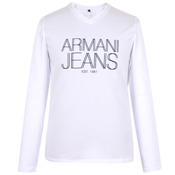 大牌好价！ARMANI JEANS棉氨纶V领长袖T恤衫6X6T11