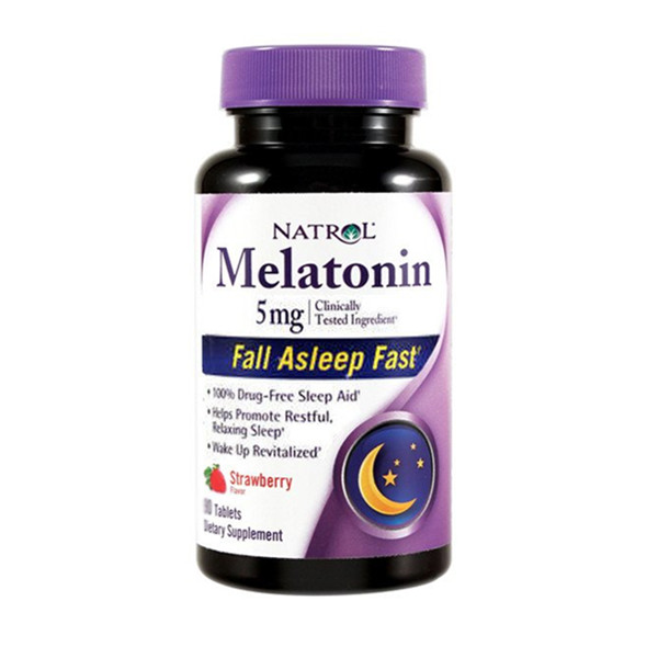 远离失眠！NATROL耐趣Melatonin褪黑素速溶片草莓味250片/瓶