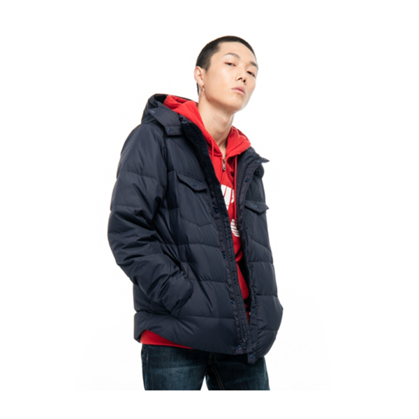 双11预售！Levi's李维斯男士深蓝色羽绒连帽夹克外套