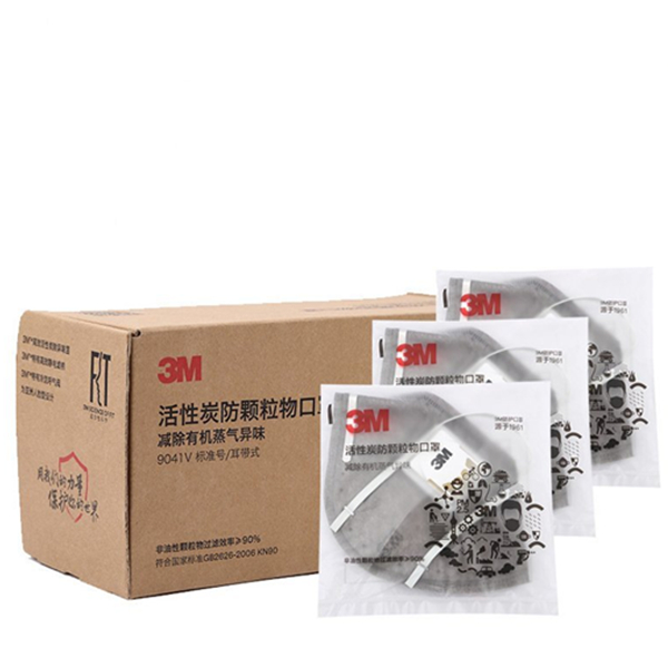 防雾霾！3M 9041V N90耳带式带呼吸阀防颗粒物口罩15只/盒
