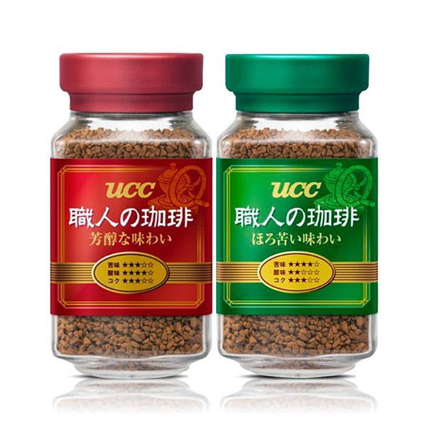 顺滑口感！ ucc悠诗诗精品速溶职人咖啡红标+绿标90克2瓶