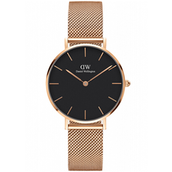 神券价！DW金色边黑盘不锈钢米兰风格手表DW00100161