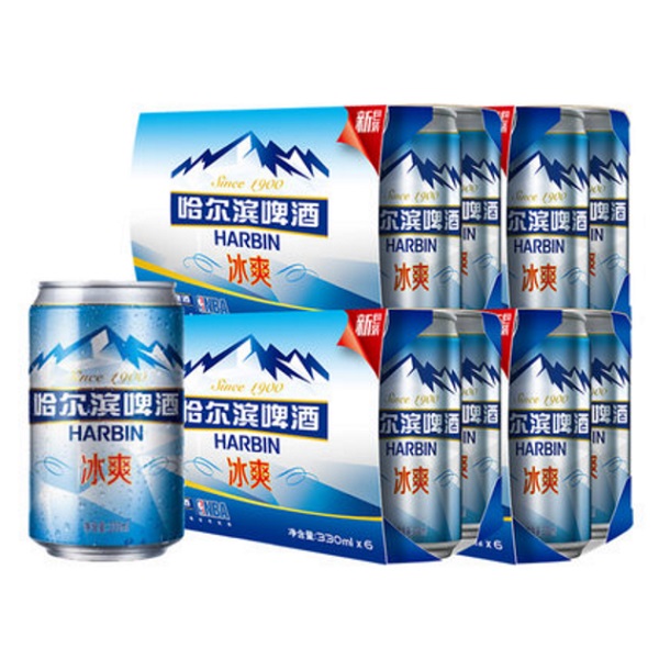 狂欢继续！哈尔滨啤酒 冰爽拉罐330ml*24听 整箱装*3