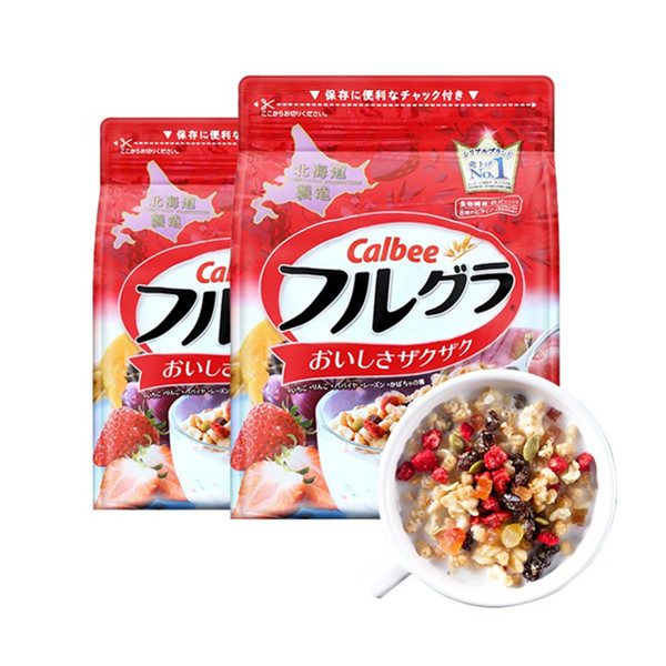 轻松早餐！Calbee卡乐比北海道产富果乐水果麦片800克2袋装