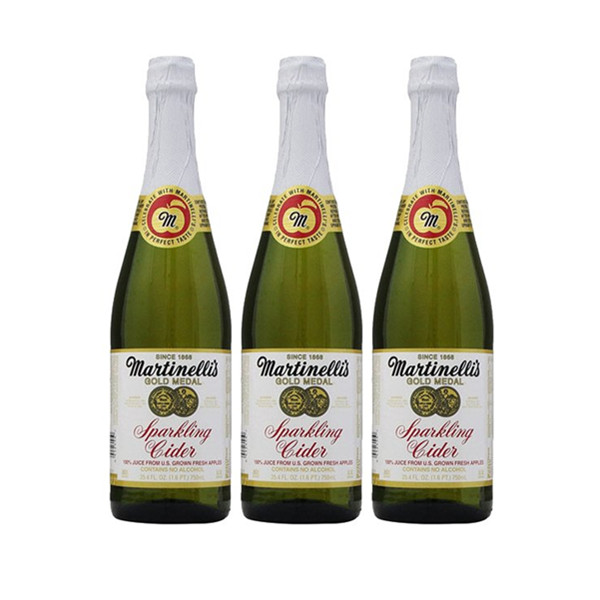 天然果汁！MARTINELLI'S无酒精香槟气泡苹果汁3瓶