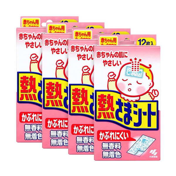 居家常备！KOBAYASHI小林降温贴0-2岁婴儿用12枚入*4盒