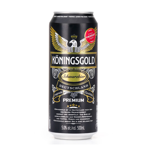 口感醇厚！领鹰 KONINGSGOLD 黑啤整箱500ml*24听